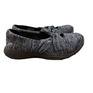 Skechers Microburst Knot Concerned Grey Fabric Slip On Shoes Mary Jane’s Sz 7.5